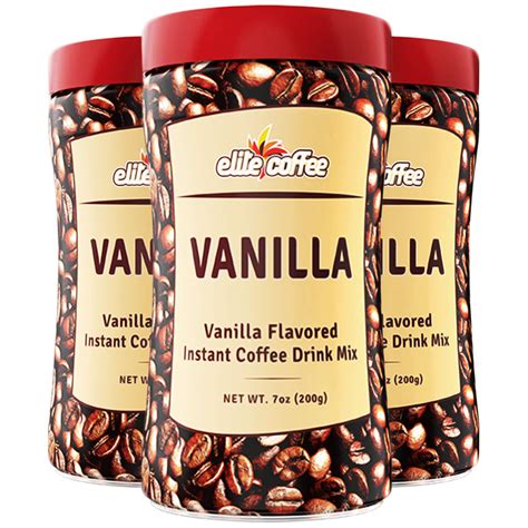 Buy Elite Instant Coffee Vanilla Flavored Drink Mix 7oz (3 Pack) Gluten ...