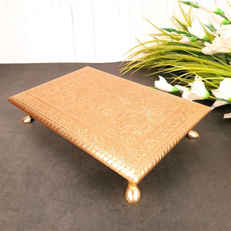 Buy Wooden Brass Patla | (8X10) Golden Online| Best Prices