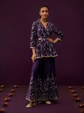 Mulmul Pima Satin Preeda Purple Top With Mulmul Pima Satin Preeda Purp