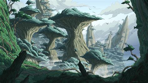 Wallpaper trees, fantasy, landscape, art hd, picture, image