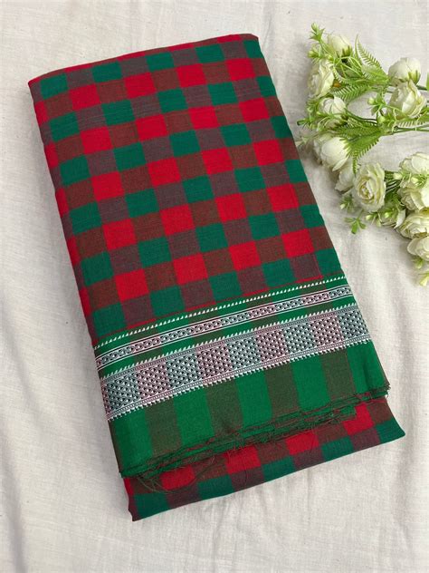 Green Red Box Checks Ilkal Saree – The Loom Store