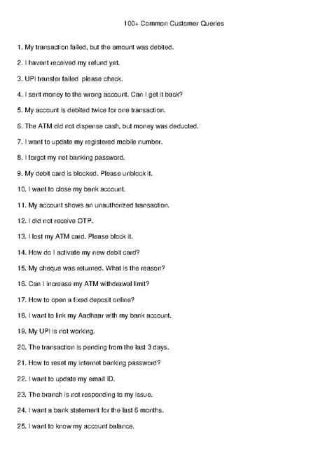 Customer Queries: 100 Common Issues and Resolutions - Studocu