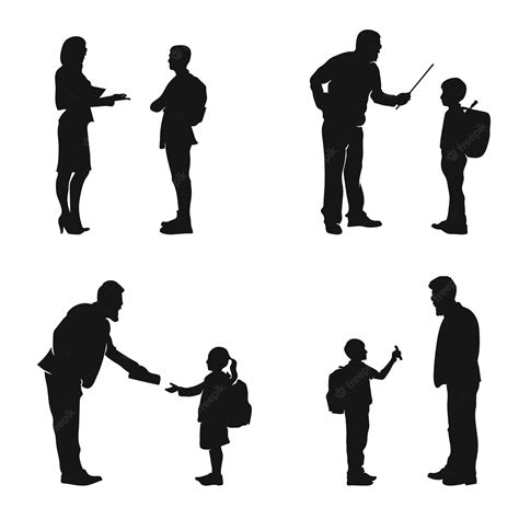 Premium Vector | Student teacher silhouette set. punishing student ...
