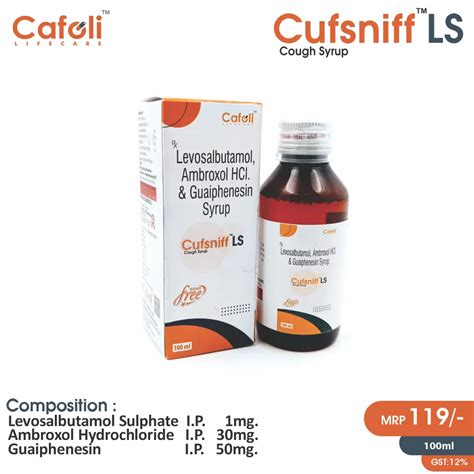 Levosalbutamol (1mg/5ml) + Ambroxol (30mg/5ml) + Guaifenesin (50mg/5ml ...