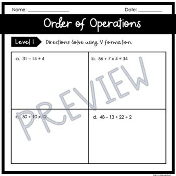 Solving Expressions with Order of Operations Differentiated Worksheets ...