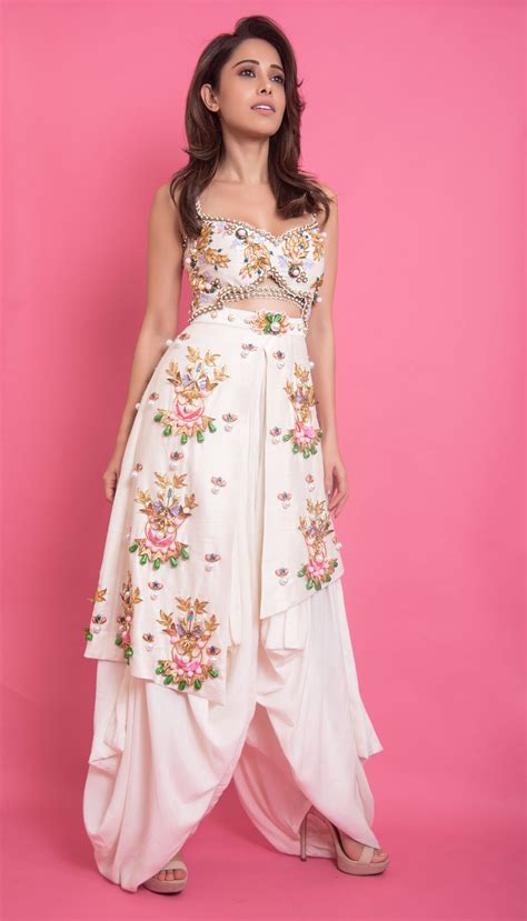 Buy NUSHRAT BHARUCHA - White embellished Dhoti jumpsuit Online - Papa ...