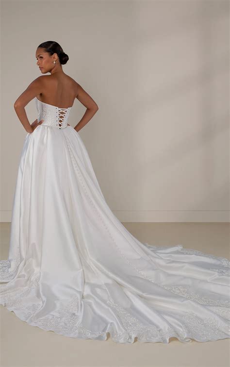 Couture Fit-and-Flare Wedding Dress with Satin Overskirt