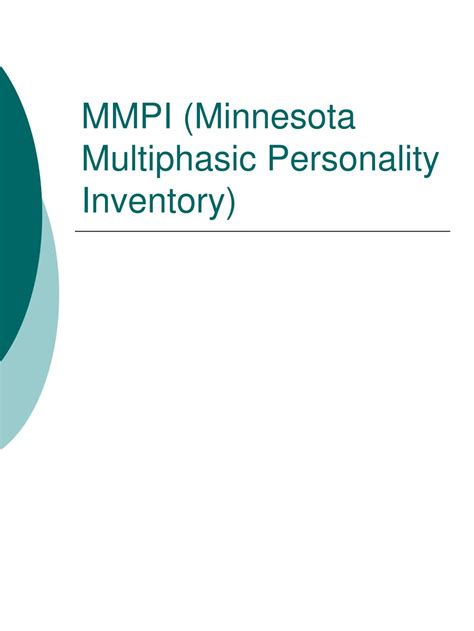 PPT - MMPI (Minnesota Multiphasic Personality Inventory) PowerPoint Presentation - ID:254218