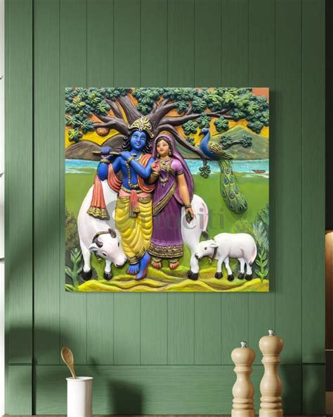 Buy Radha Krishna 3D Relief Mural Online at Best Price - Artociti