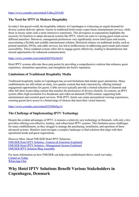 6 Best Hotel IPTV Solution Suppliers in Copenhagen, DENMARK | PDF