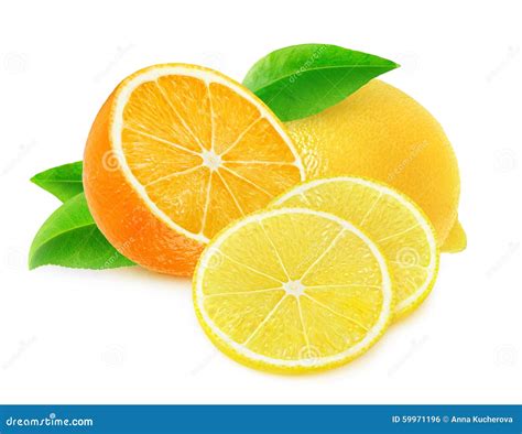 Cut orange and lemon stock photo. Image of kinds, cross - 59971196