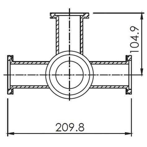 Купить Пятерик с фланцами ISO-K 100 длиной 209,8 мм, нержавеющая сталь ...