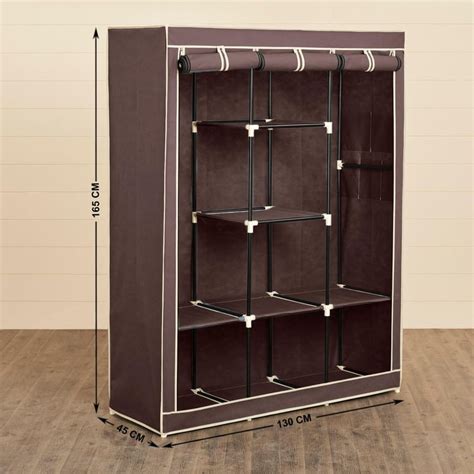 Buy Helios Yeti Fabric Collapsible Three Door Wardrobe with 8 Shelves ...
