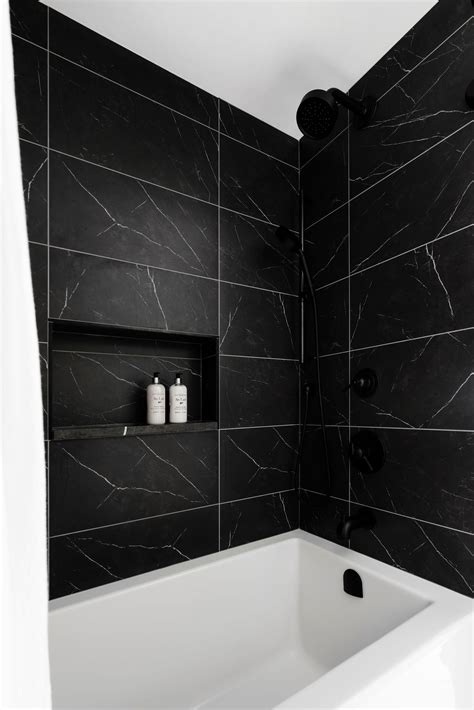 The betty modern farmhouse black marble shower – Artofit
