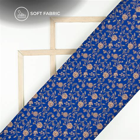 Blue Floral Digital Print Butter Crepe Fabric – Fabcurate
