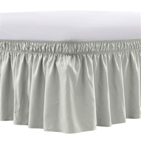 NEWEEN Elastic Dust Ruffles for King & Queen Beds, 15-Inch Drop, Silver ...