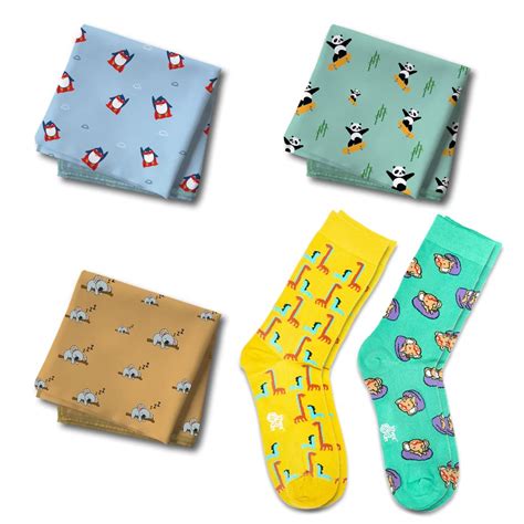 Hexafun Unisex 100% Organic Cotton Socks & Hankies, Combo Pack of 5 (2 ...