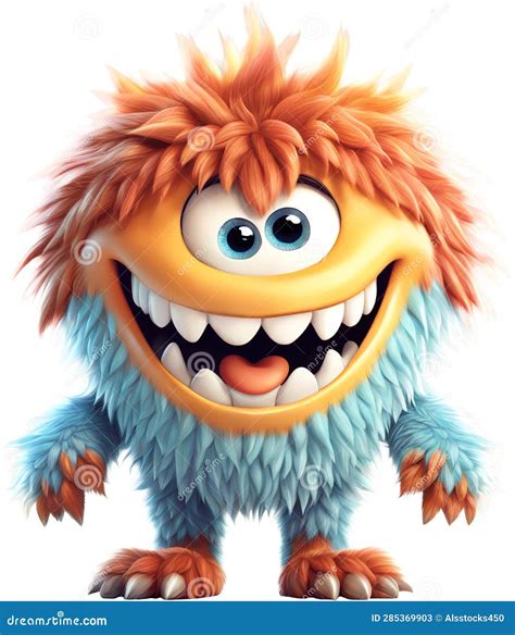 Funny Furry Cheerful Monster Stock Illustration - Illustration of teeth ...