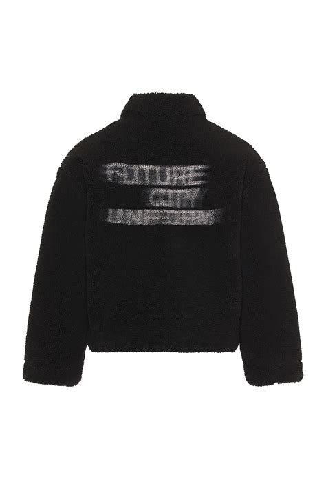 C2H4 Handprinted Padded Fleece Jacket in Fuzzy Black | REVOLVE