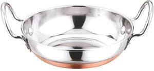 PALASH Omega Stainless Steel Copper Kadai (2 lt) Kadhai 20 cm diameter ...