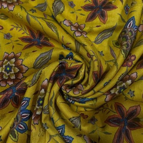Multi Color Pure Monga Silk Printed Fabric