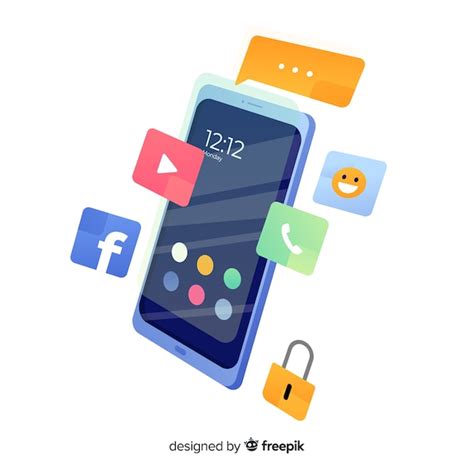 Antigravity mobile phone with elements | Free Vector