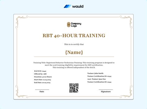 20+ Latest Certificate Templates for 40-Hour RBT Training (2026) - Wauld