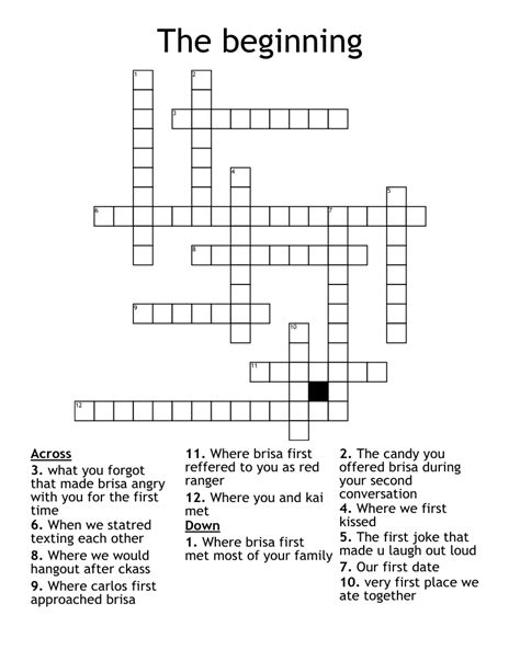 The beginning Crossword - WordMint