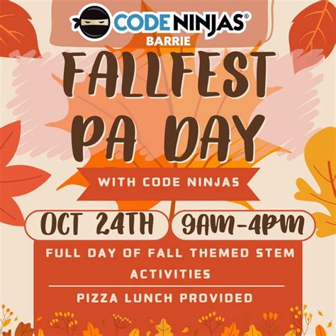 Fall Fest STEM PA Day Camp At Code Ninjas Barrie Oct 24th 2025, Code ...