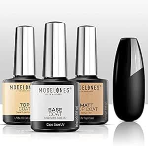 Buy Modelones Gel Top Coat and Base Coat with Matte Top Coat Set, 3Pcs ...