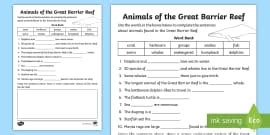 The Great Barrier Reef at Risk Cloze Worksheet / Worksheet