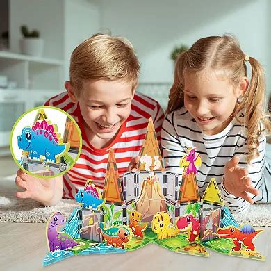 PicassoTiles 8 Piece Dinosaur, STEM Toy Magnetic Tiles, Building Blocks ...