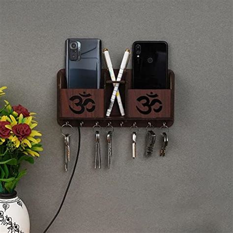 Gkart Lotus Key Holder & Two Mobile Holder Wooden Key Holder (8 Hooks ...