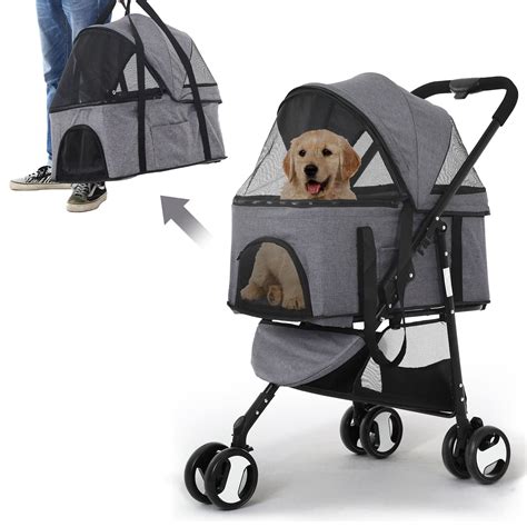 Dog Stroller 3-in-1 Pet Stroller Folding Cat Strollers for Small/Medium ...