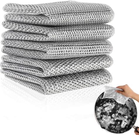DALUCI 6 Pcs Non Scratch Dish Wash Cloth Scrub | Steel Wire Dish Cloth ...