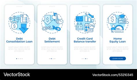 Debt consolidation programs blue onboarding Vector Image