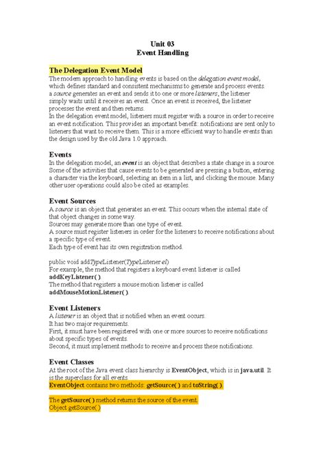 Ajp unit 3 - ajp pdf - Unit 03 Event Handling The Delegation Event ...