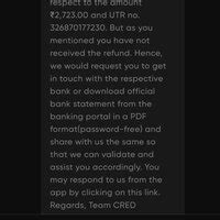 Cred — Refund on failed transaction