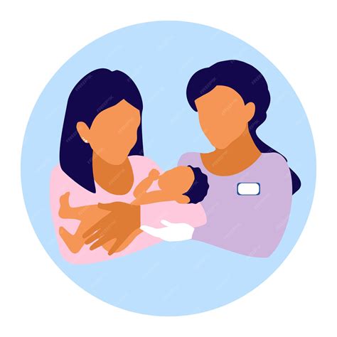 The lactation adviser helps the mother attach the newborn baby ...