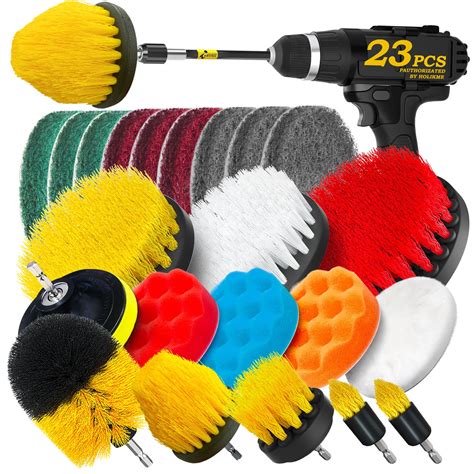 Holikme 14Piece Drill Brush Attachments Set, Scrub Pads & Sponge, Power ...