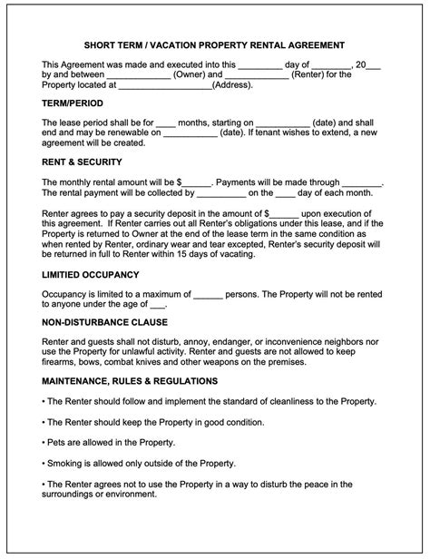 Airbnb Agreement Template Free