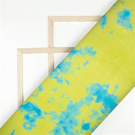 Lemon Yellow And Turkish Blue Tye And Dye Pattern Digital Print Premiu ...