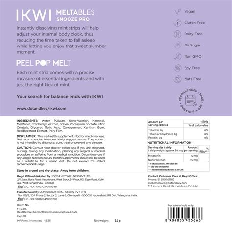 Buy IKWI SNOOZE PRO MELTABLES WITH 5MG MELATONIN & VALERIAN FOR HEALTHY ...