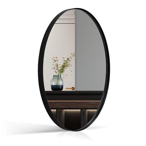 Andy Star Wall Mirror for Bathroom, 24x36" Large Black Oval Mirror for ...