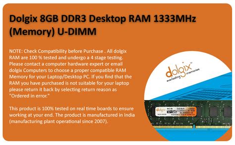 Amazon.in: Buy Dolgix® 8GB DDR3 1333MHz RAM | Desktop RAM|CL-9 |Desktop ...