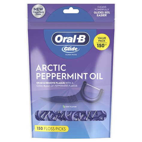 Oral-B Glide Dental Floss Picks, Arctic Peppermint Floss Sticks, 150 ...
