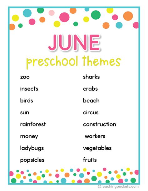 Engaging Preschool Monthly Theme Ideas – Teaching Pockets