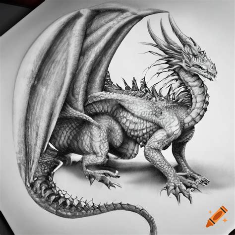 Realistic pencil drawing of a dragon on Craiyon