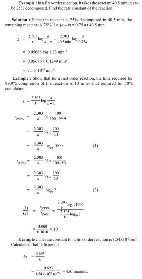 Image result for First Order Reaction Rate Equation