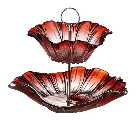 Buy Fifth Avenue Crystal Venezia 2-Tier Serve Platter, Red Online at ...